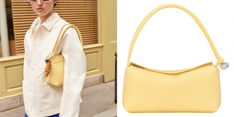 LONGCHAMP LE ROSEAU斜背袋(鵝黃色) ／19,000元（圖／品牌提供）