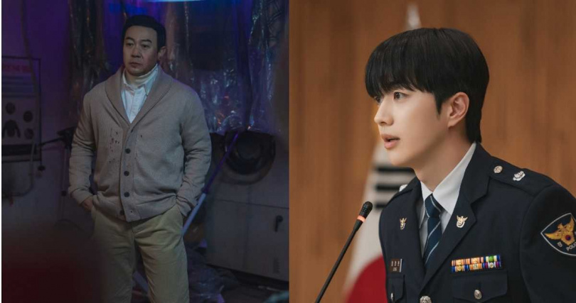 朴埇佑（左）為演出連環殺人魔看了很多罪犯紀錄片，姜勳（右）十分想念和「龍川警署重案組」相處的時光。（圖／Hami Video提供）