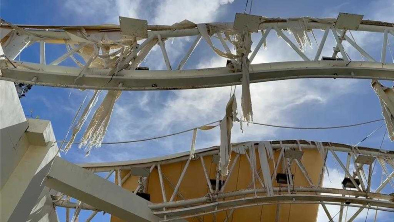 國立台東體中棒球場設施受損嚴重。（讀者提供／蔡旻妤台東傳真）