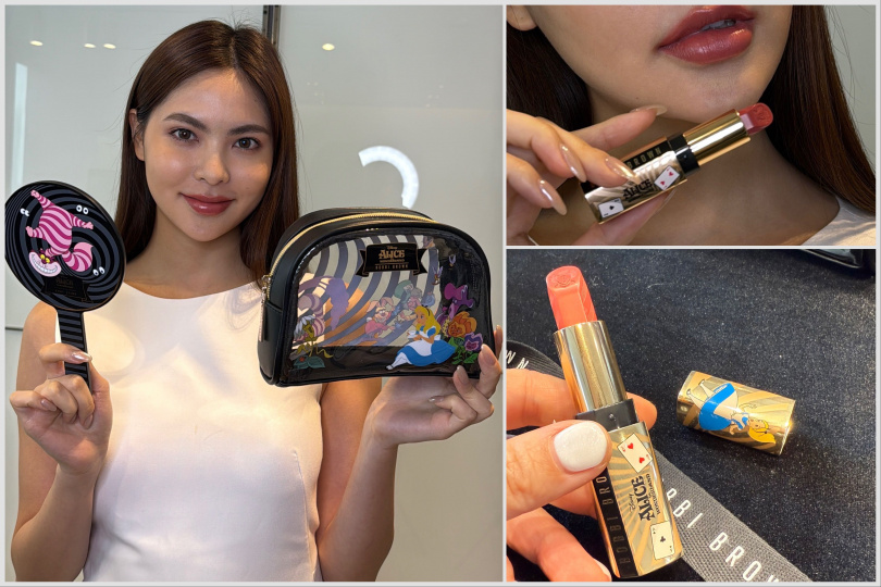 Bobbi Brown 金緻緞光唇膏 3.5g/1,450元;(左)滿額贈,包括滿4500元就送愛麗絲限量化妝包,A/W限定販賣櫃檯滿6000元含任一飾底品項,MOMO通路滿6500元,送愛麗絲限量手拿鏡(圖/黃筱婷攝)