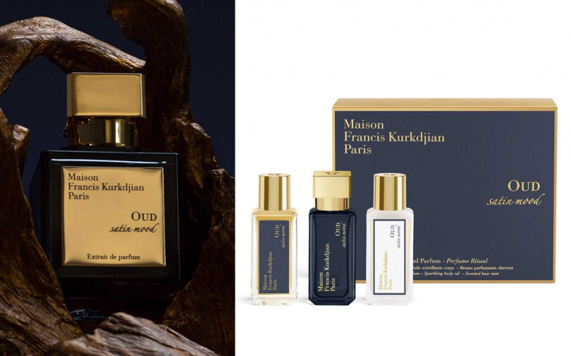 Maison Francis Kurkdjian絲緞情懷香氛禮盒/7,000元 以紫羅蘭和玫瑰的柔和花香為基調,結合烏木與香草的溫暖氣息,聞起來既甜美又帶點神秘的性感氛圍。(圖/品牌提供)