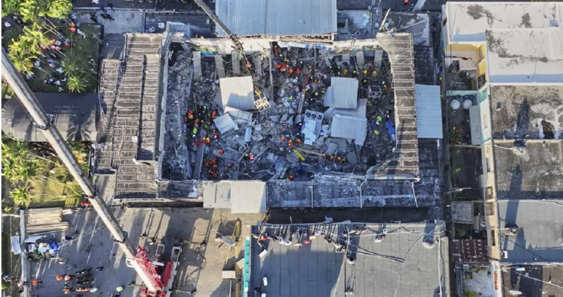 「Jet Set」屋頂坍塌後的現場畫面。（圖／達志／美聯社）