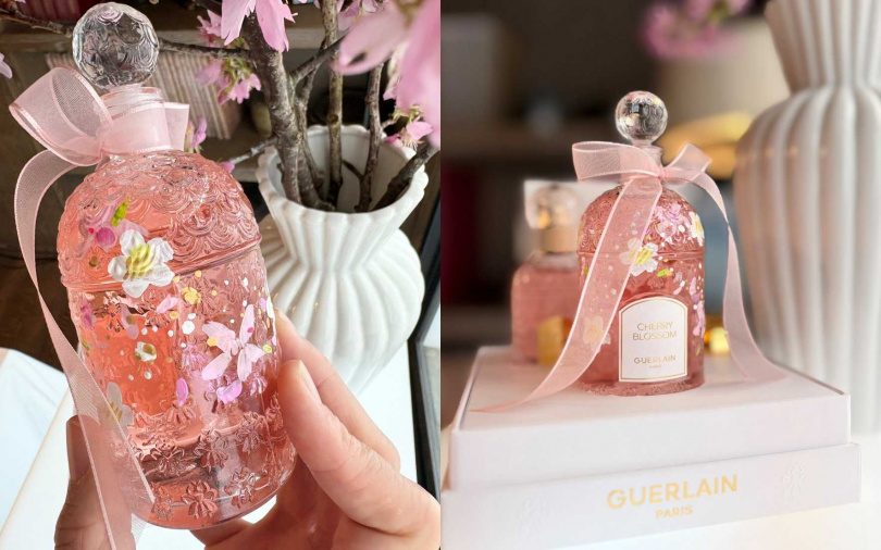 嬌蘭花冠粉櫻淡香水淡雪鎏繪蜂印瓶／29,500元（圖／吳雅鈴攝）