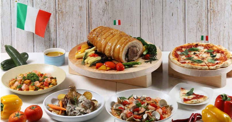 豪享自助餐廳推出「舌尖上的義式巡禮」，傳遞地中海飲食的魅力。（圖／高雄萬豪酒店提供）