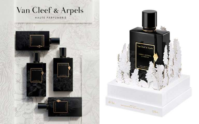 Van Cleef & Arpels 凜冬．皇家琥珀香精 75ML／9,200元、凜冬．靜謐橙花香精 75ML／9,200元、凜冬．無瑕．檀 75ML／9,200元（圖／品牌提供）