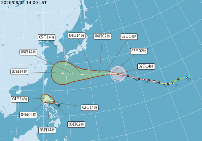 白海豚颱風最新路徑。(圖/氣象署提供)