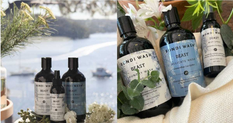 Bondi Wash 桂花及桉樹洗衣精 - BEAST聯名版 500ml / 750元；Bondi Wash 桂花及桉樹精緻衣物洗衣精 - BEAST聯名版 500ml / 850元（圖／品牌提供、黃筱婷攝）