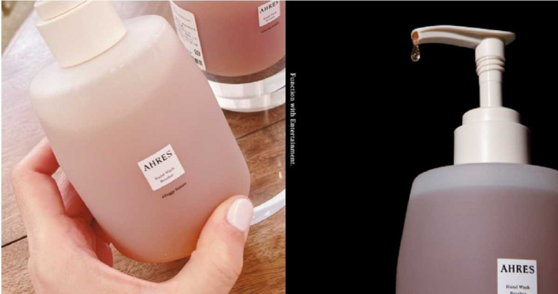 成分以山核桃殼、紅豆種子碾碎而成的天然磨砂顆粒，搭配胺基酸清潔成分，細緻泡沫包覆雙手，溫和去角質，同時滋養修護。AHRES 磨砂洗手露 310ml / 1,000元（圖／品牌提供、黃筱婷攝）
