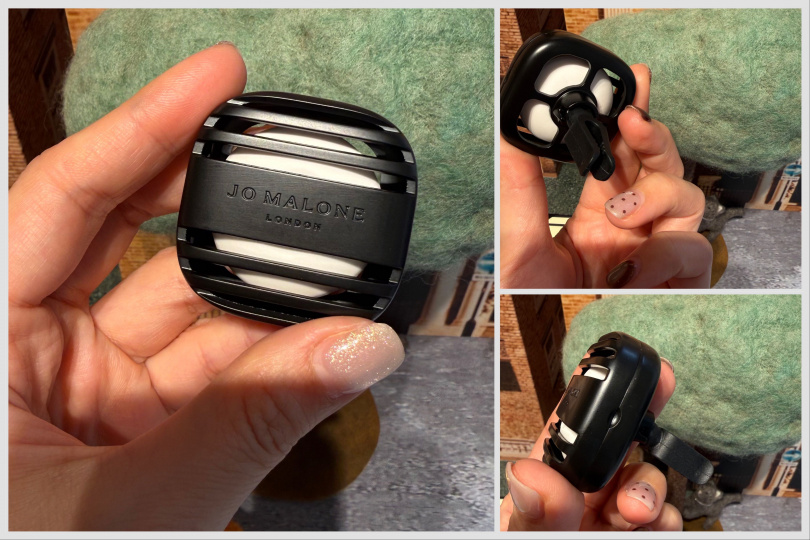 非常有質感的霧光黑,是有份量感的,而且後面夾子適用於各種車款!Jo Malone London 車用擴香盒 / 2,000元、車用擴香蕊心 / 2,350~2,900元。(圖/品牌提供)