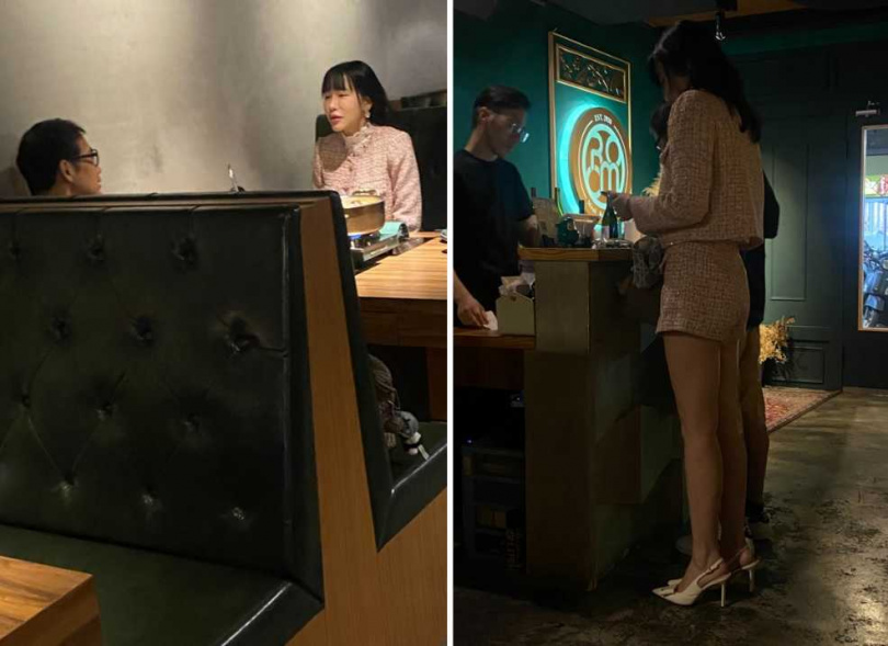 今年五月夢露老師被本刊讀者直擊與一名男子餐敘,據查該名男子是資深節目製作人黃裕昇。(圖/讀者提供)
