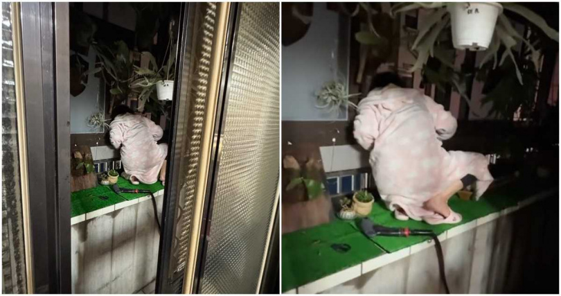 原PO表示,救護車停她家附近,媽媽直接跳上陽台看。(圖/alices._612提供)