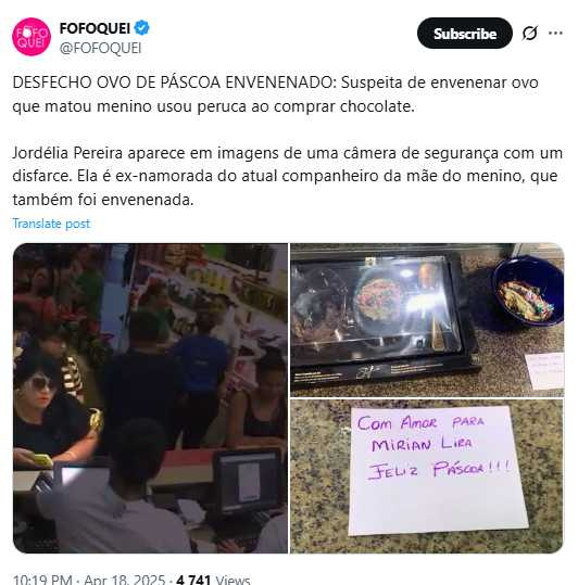 前女友疑似下毒在復活節彩蛋送給前男友一家，造成一人死亡兩人命危。（圖／翻攝自X）