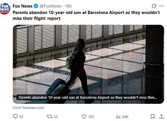 西班牙警方已將棄置兒童的父母帶回警局協助調查。（圖／翻攝自X）