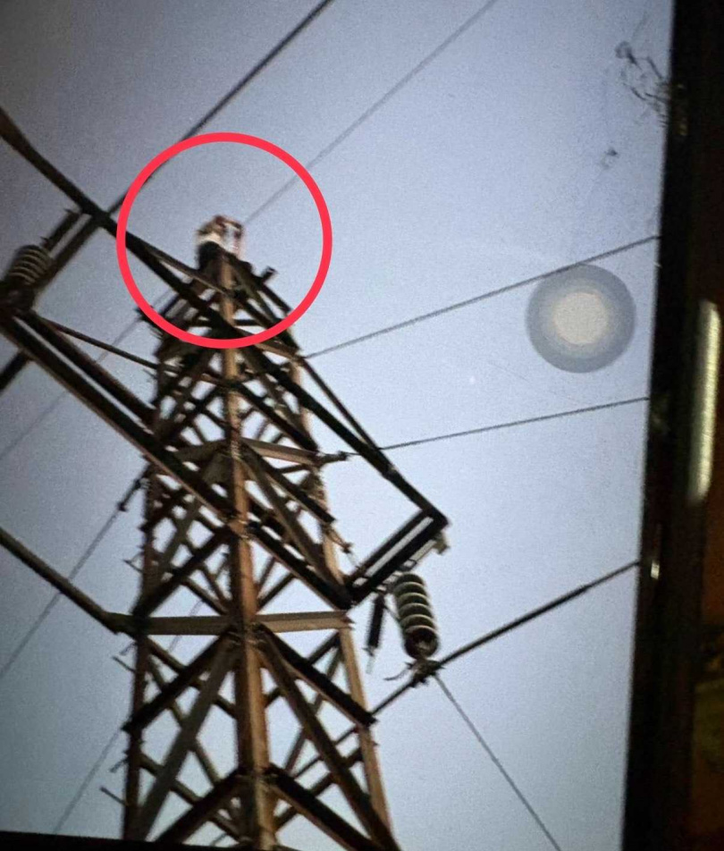 謝男疑為了拍日落爬上塔頂，不慎觸電跌落。（圖／翻攝畫面）