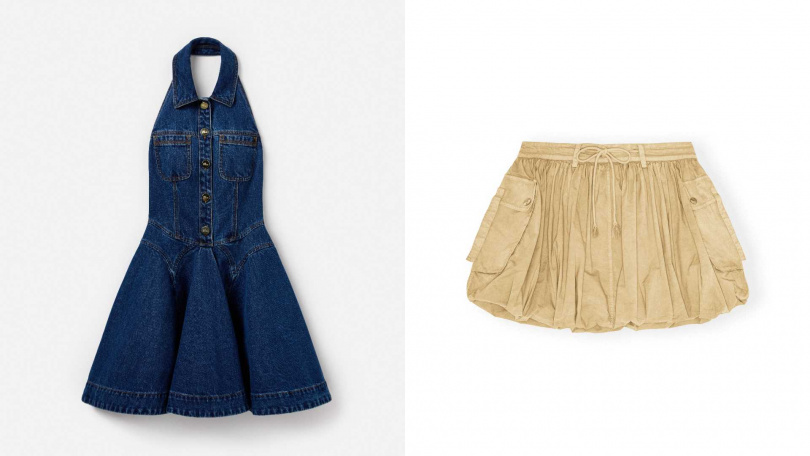 推薦單品：self-portrait Light Blue Sleeveless Mini Dress／14,300元，GANNI水洗彈力棉泡泡短裙-雲雀黃／10,300元（圖／品牌提供）