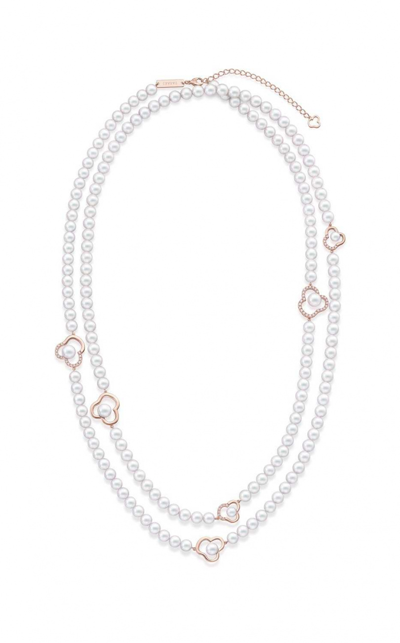 TASAKI chants signature1 8K櫻花金鑲鑽&阿古屋珍珠項鍊（圖／品牌提供）