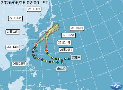 最新颱風路徑潛勢預測圖。（圖／中央氣象署）