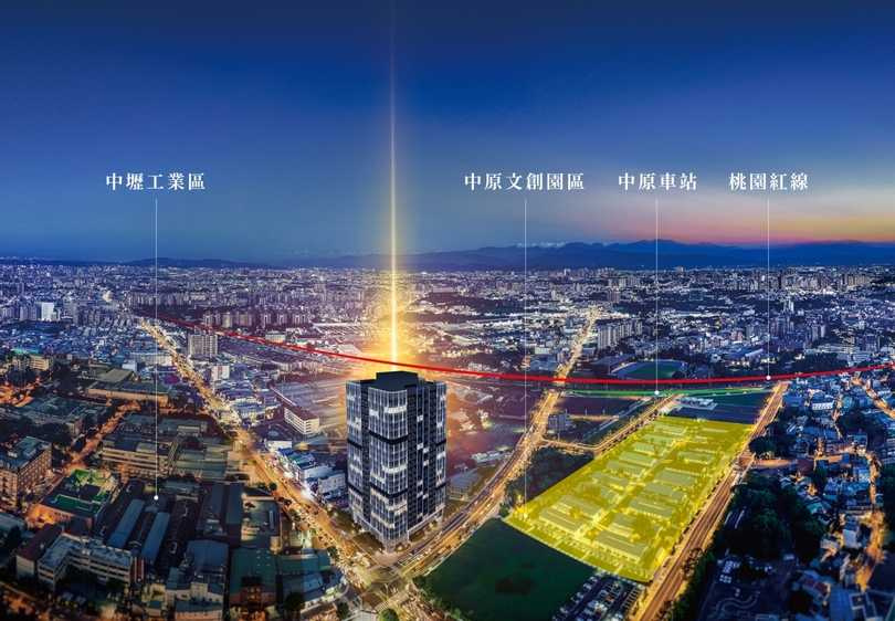 【1 TOWER】位處中原站前300米,同時也是中壢工業區門戶。(圖/業者提供)