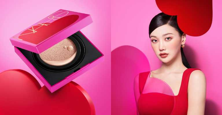 NARS 超持久亮顏氣墊粉餅盒 傾心愛慕限量版／500元、裸光凝亮水精華氣墊 11g／2,200元（圖／品牌提供 ）