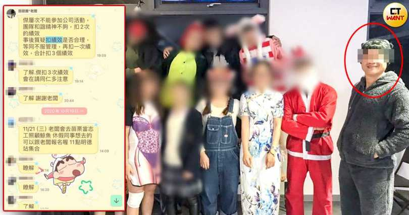 洪姓老闆也被控其長以「員工福利」為名，舉辦各式活動要員工參加，社群平台上一片和樂融融，實際上卻是拒絕出席就會被扣績效。（圖／民眾提供）