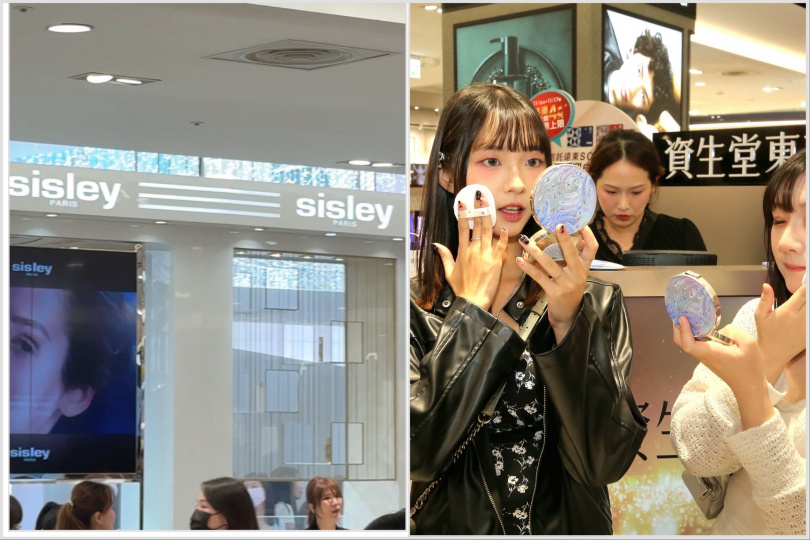 圖說:SISLEY逆勢大成長,有望成為今年化妝品第一樓冠!(右)資生堂snow beauty雪花香氛魔法盒(蜜粉餅)被搶購(圖/黃筱婷,周志龍攝影)