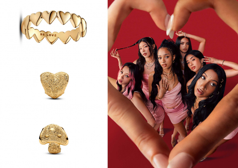 心心相映戒指／2,480元，心形霧金迷你串飾／1,580元，蘑菇霧金迷你串飾／1,580元（圖／品牌提供）