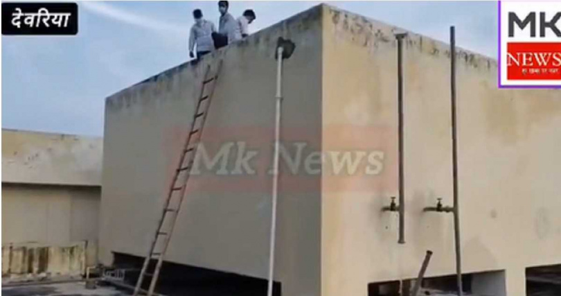 事故水塔位於門診大樓六樓平台,為院區主要飲用水來源,現場已全面封閉消毒。(圖/翻攝自MK News)