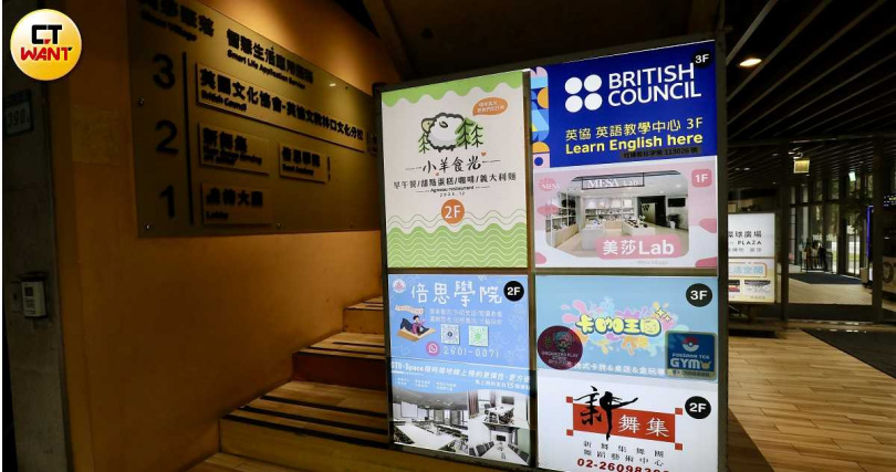 林口社宅聚落A7棟目前由大瀚環球廣場運營，大樓介紹中與「新創」扯上邊的企業似乎有些少，大瀚強調一切沒有違約，但顧及觀感會逐步讓「非新創」企業陸續退場。（圖／方萬民攝）