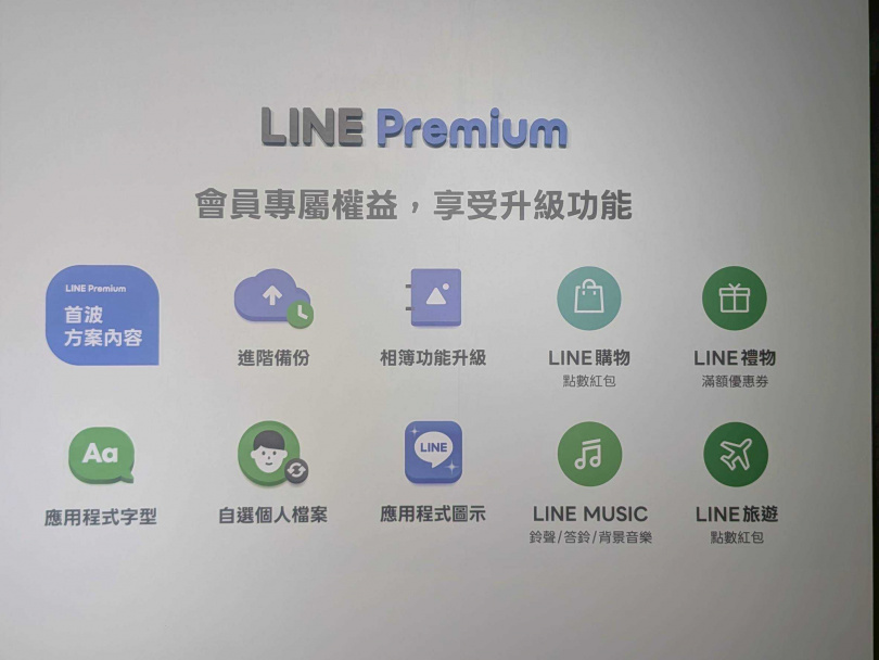 LINE Premium各項專屬權益。(圖/廖梓翔攝)