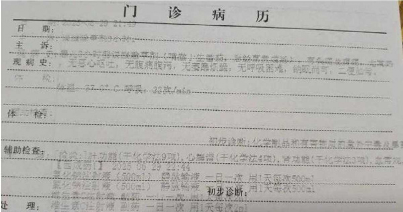 卜女士一家誤食受污染蔬菜後出現頭痛、腹瀉等症狀,醫院診斷為食物中毒。(圖/受訪者提供)