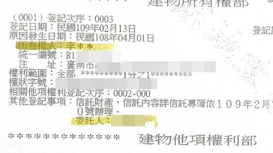 A酒商事後調查發現，李全教指示他所購買的深坑不動產，該房產所有權人李女委託李全教全權處理。（圖／民眾提供）