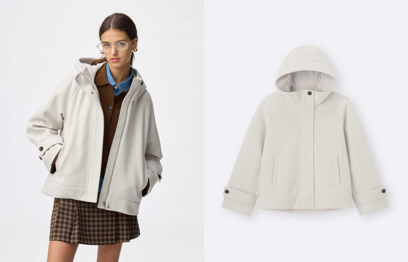 GU Cozy Melton麥爾登短版連帽大衣/1,490元(圖/品牌提供)