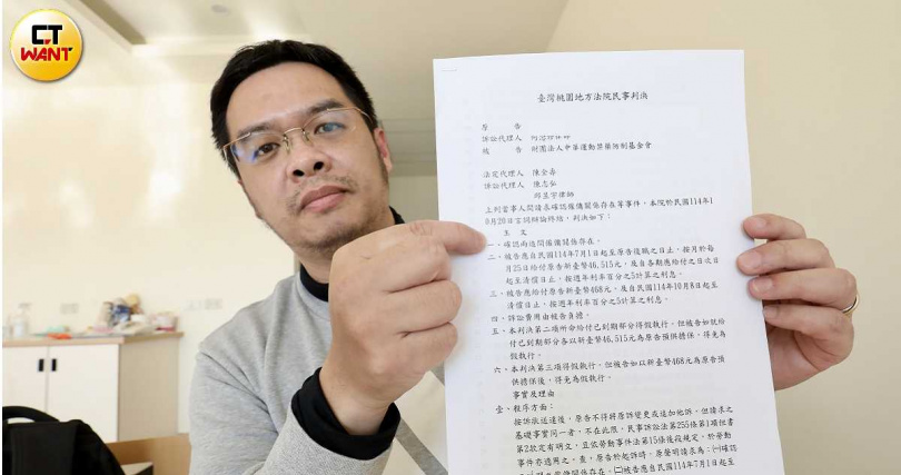 小光被解雇以後,以確認僱傭關係存在為由提出民事訴訟,並於一審拿下勝訴,但對方目前已經上訴。(圖/方萬民攝)