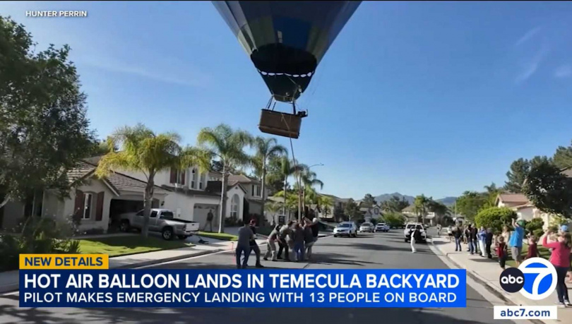 事件發生後，附近居民聚集圍觀熱氣球降落情況。