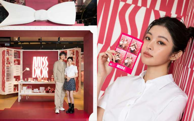 「MISS DIOR訂製愛戀快閃店」浪漫進駐新光三越台北信義新天地A11館。標誌性「5米高巨大瓶身」化身今年情人節最浪漫打卡勝地（圖／品牌提供）