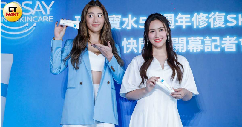 瑞瑪席丹（左）、吳姍儒出席保養品活動。（圖／趙文彬攝）