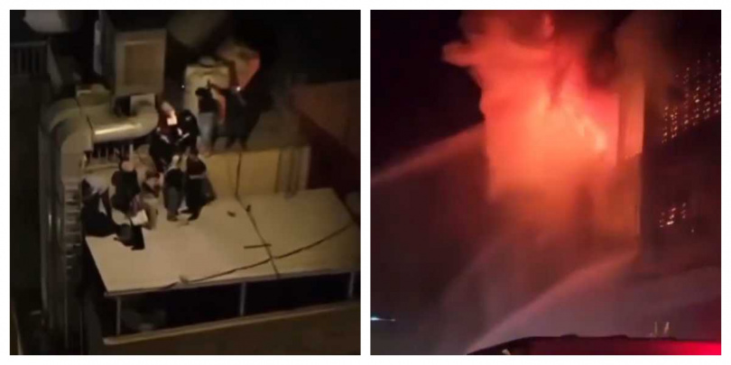 消防人員徹夜灌救，火勢猛烈導致整棟建築燒毀，搜救仍在持續。（圖／翻攝自X）