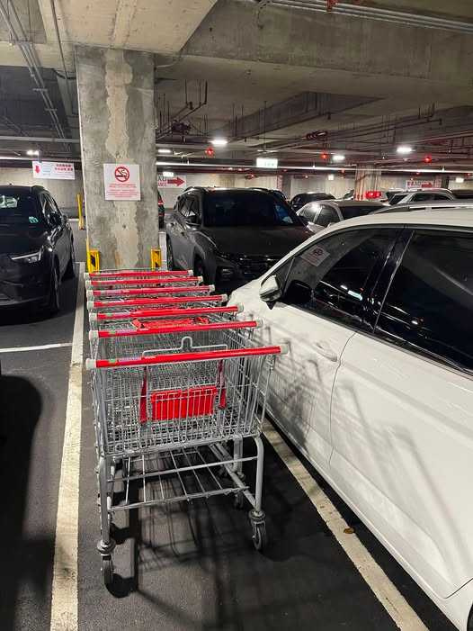 有好市多會員透露，去採買後又發現有其他會員把推車亂放在停車場，導致車主無法上車的情形。（圖／翻攝自臉書／COSTCO 好市多 商品消費心得分享區）