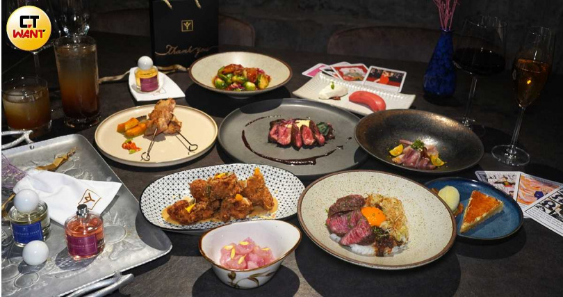 「1314情人節雙人套餐」以西式套餐形式供應漬物、冷前菜、熱前菜、炸物、烤物、主食、主餐與甜點，以及飲品2款。（2,628元，圖／魏妤靜攝）