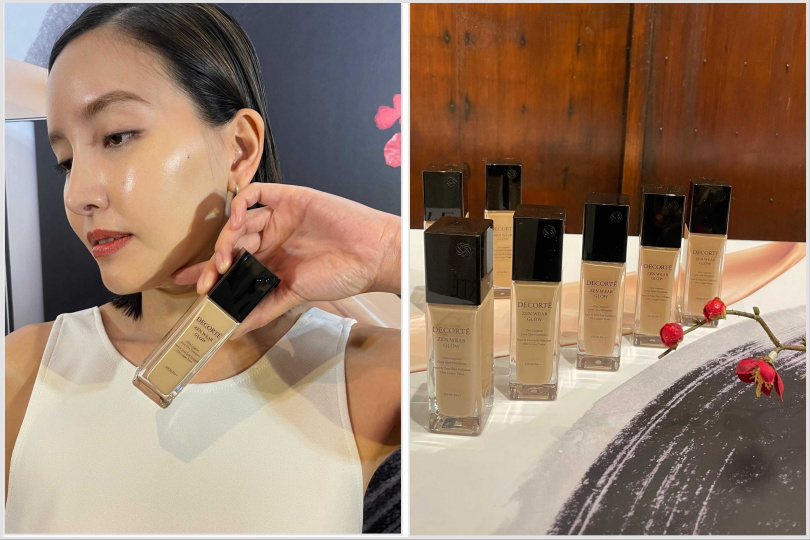 模特兒單獨上了這款新的粉底，光感十足，實在太美了。黛珂 禪 光感恆潤粉底液 SPF20/PA++ 30ml 共10色/1,800元。（圖／黃筱婷攝）