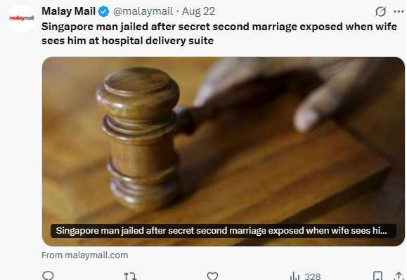 檢方指出，被告長期欺瞞兩名女子，案情嚴重，最終依重婚罪判刑。（圖／翻攝自X，@malaymail）