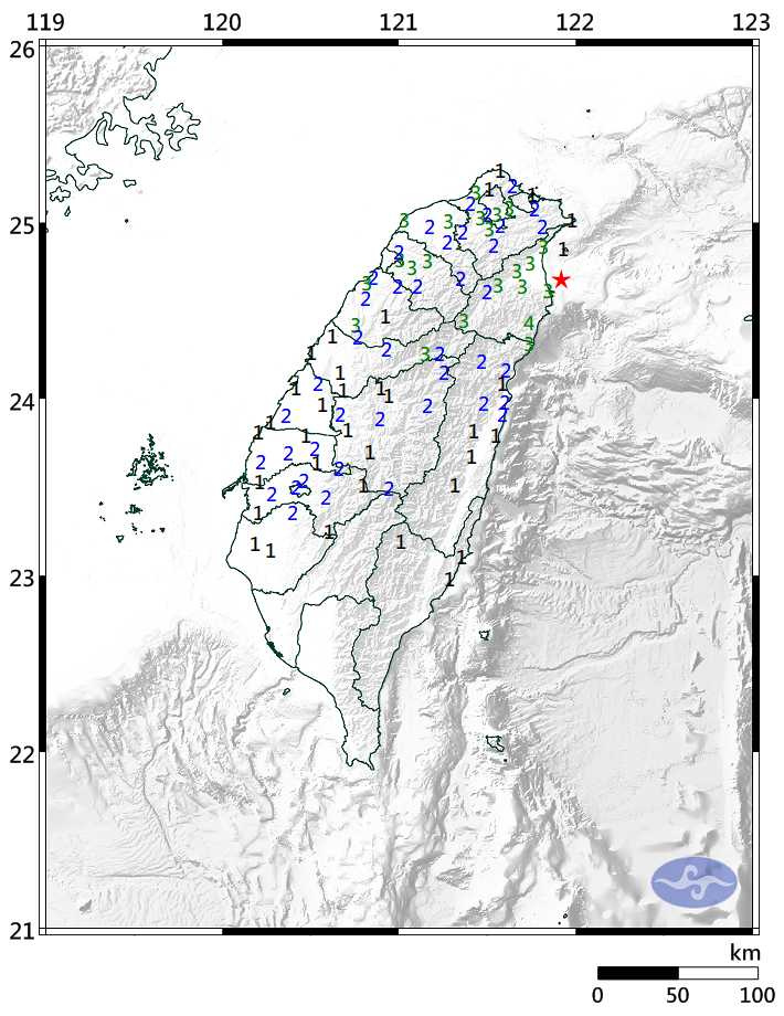 第014號顯著有感地震。（圖／中央氣象署提供）