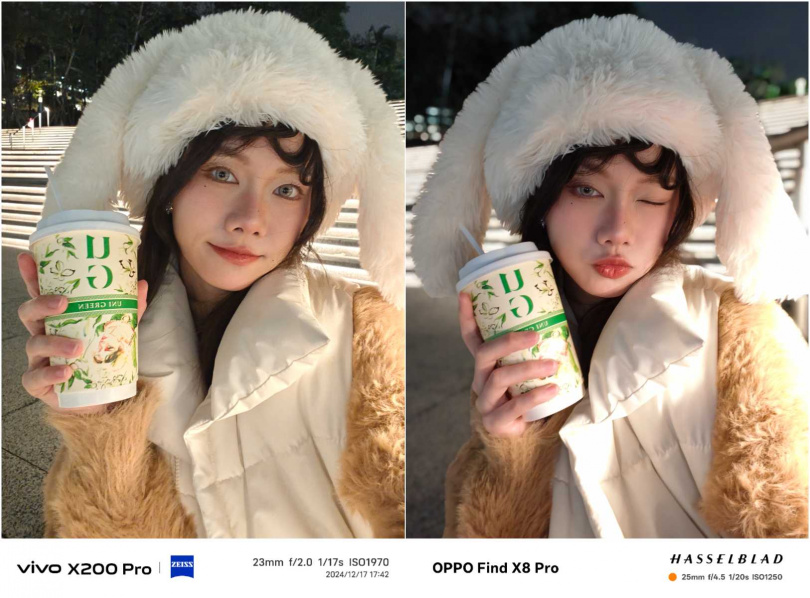 戶外夜間一般模式自拍。