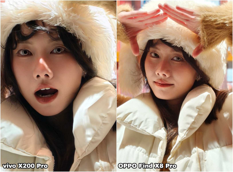 照片放大比較，左為x200 Pro，右為Find X8 Pro。