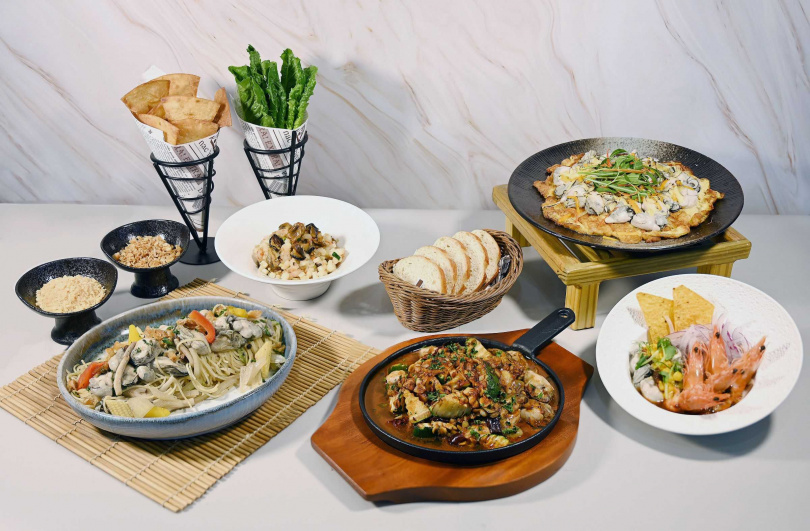 發現西餐廳推出「台式蛋包蚵」、「凱撒創意蝦蚵鬆」、「西班牙蒜辣鮮蚵」等料理迎客。（圖／墾丁凱撒大飯店提供）