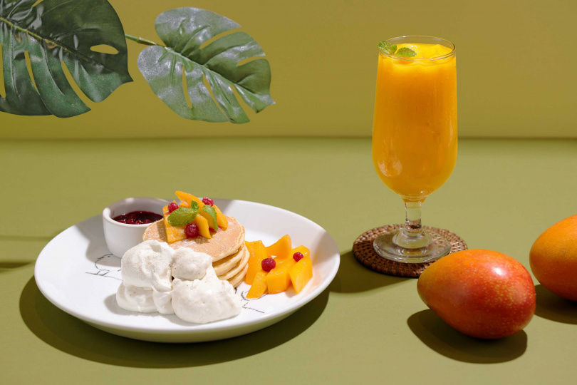 「芒果卡士達起司奶油薄鬆餅」。（280元，圖／杏桃鬆餅屋提供）