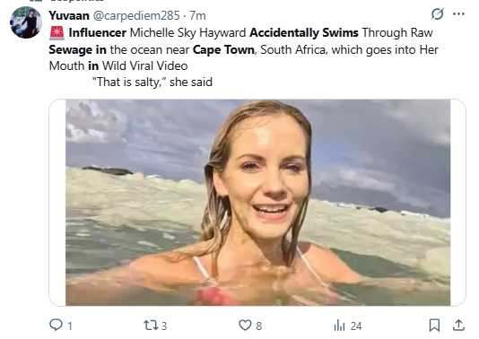 畫面顯示海水混濁並帶有大量泡沫，網友留言驚呼：「那是污水！」（圖／翻攝自X）