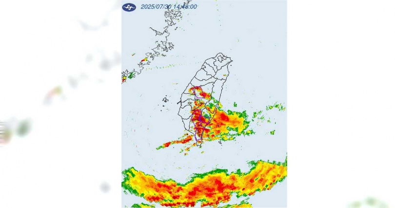 氣象署針對台東縣與高雄市發布大雷雨即時訊息。（圖／翻攝自氣象署官網）