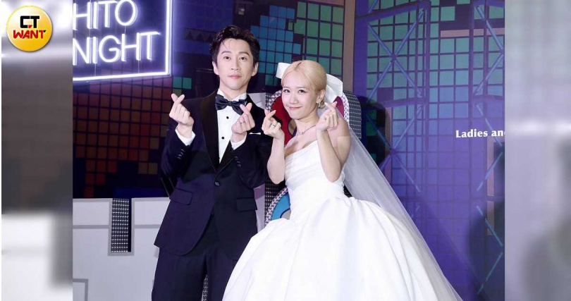 陳漢典、Lulu今日於台北文華東方酒店舉辦世紀婚禮，共席開70桌。（圖／侯世駿攝）