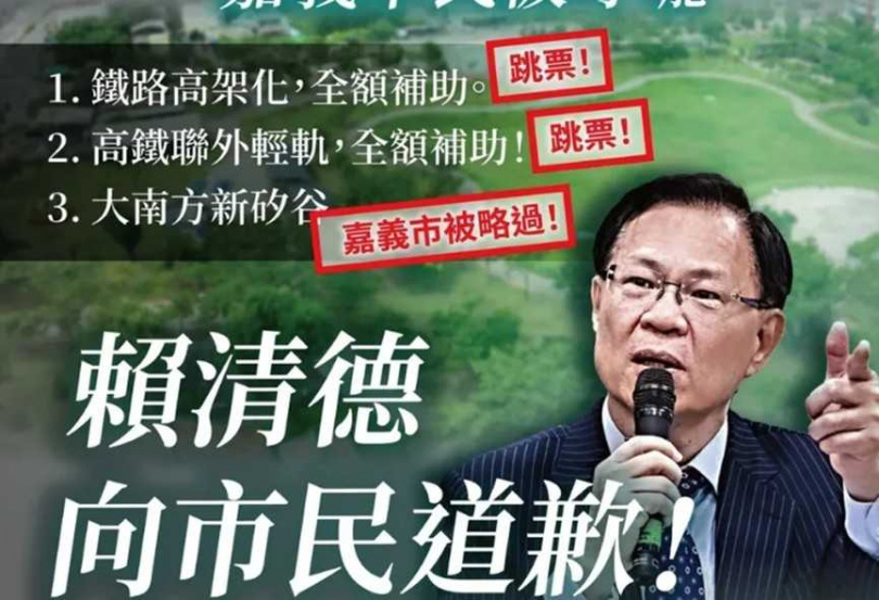 前民眾黨立委張啓楷(圖)點出中央對嘉義市不少建設「跳票」。(圖/翻攝自張啓楷臉書)